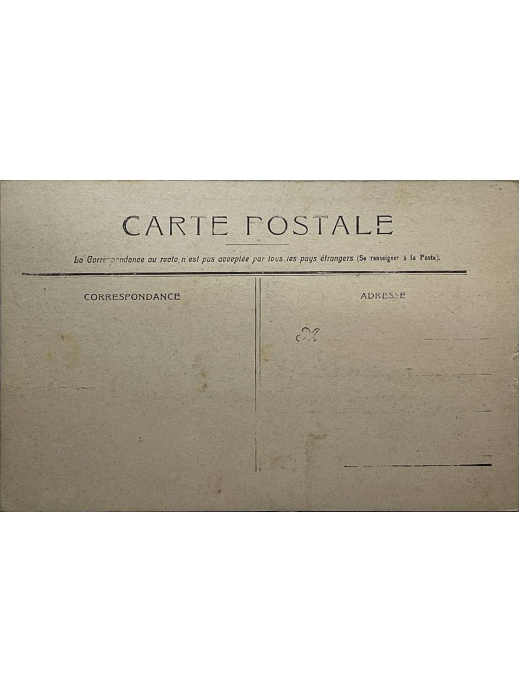 Verso de la carte postale