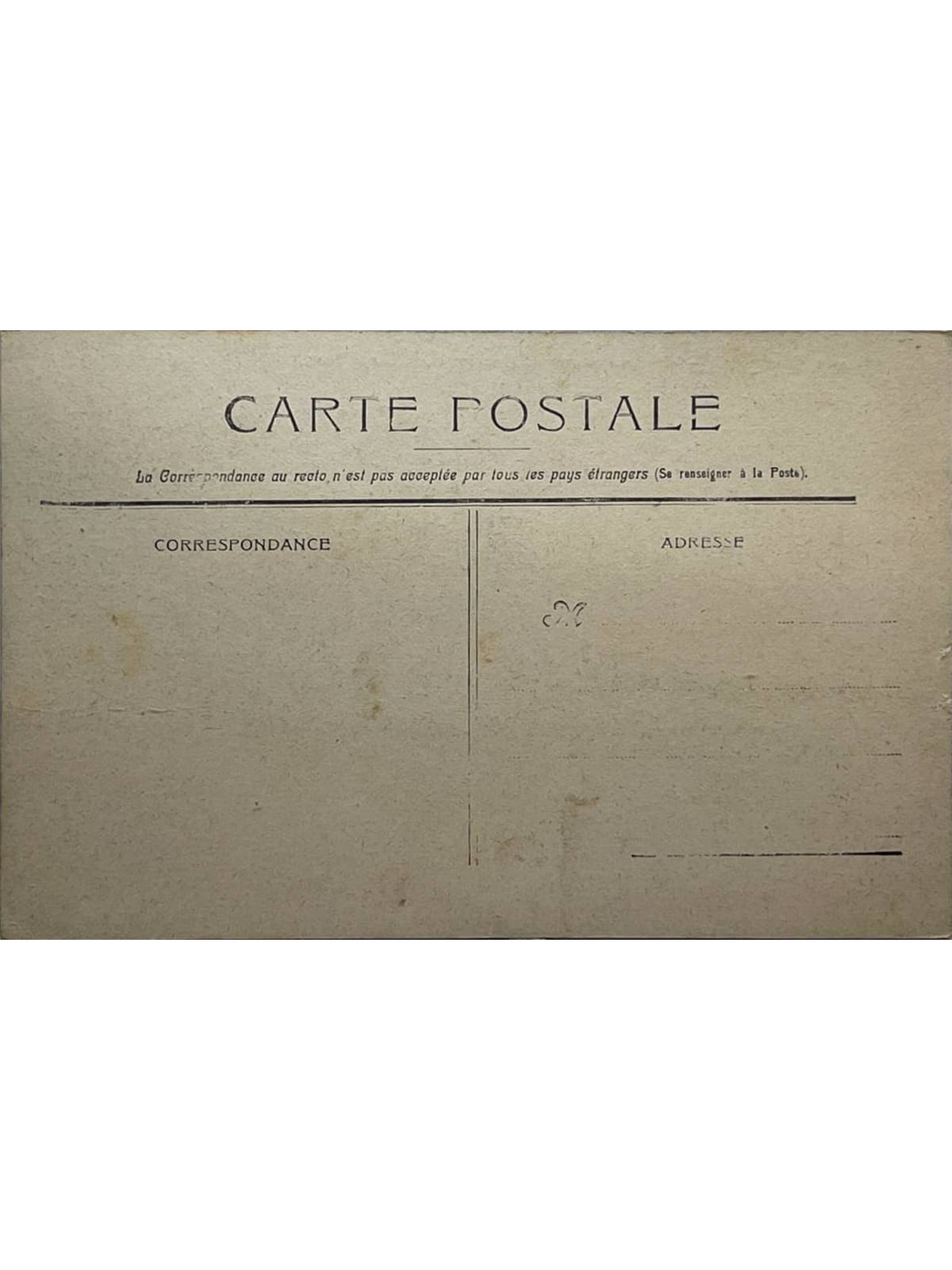Verso de la carte postale