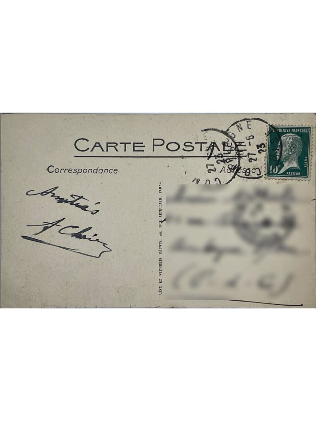 Verso de la carte postale
