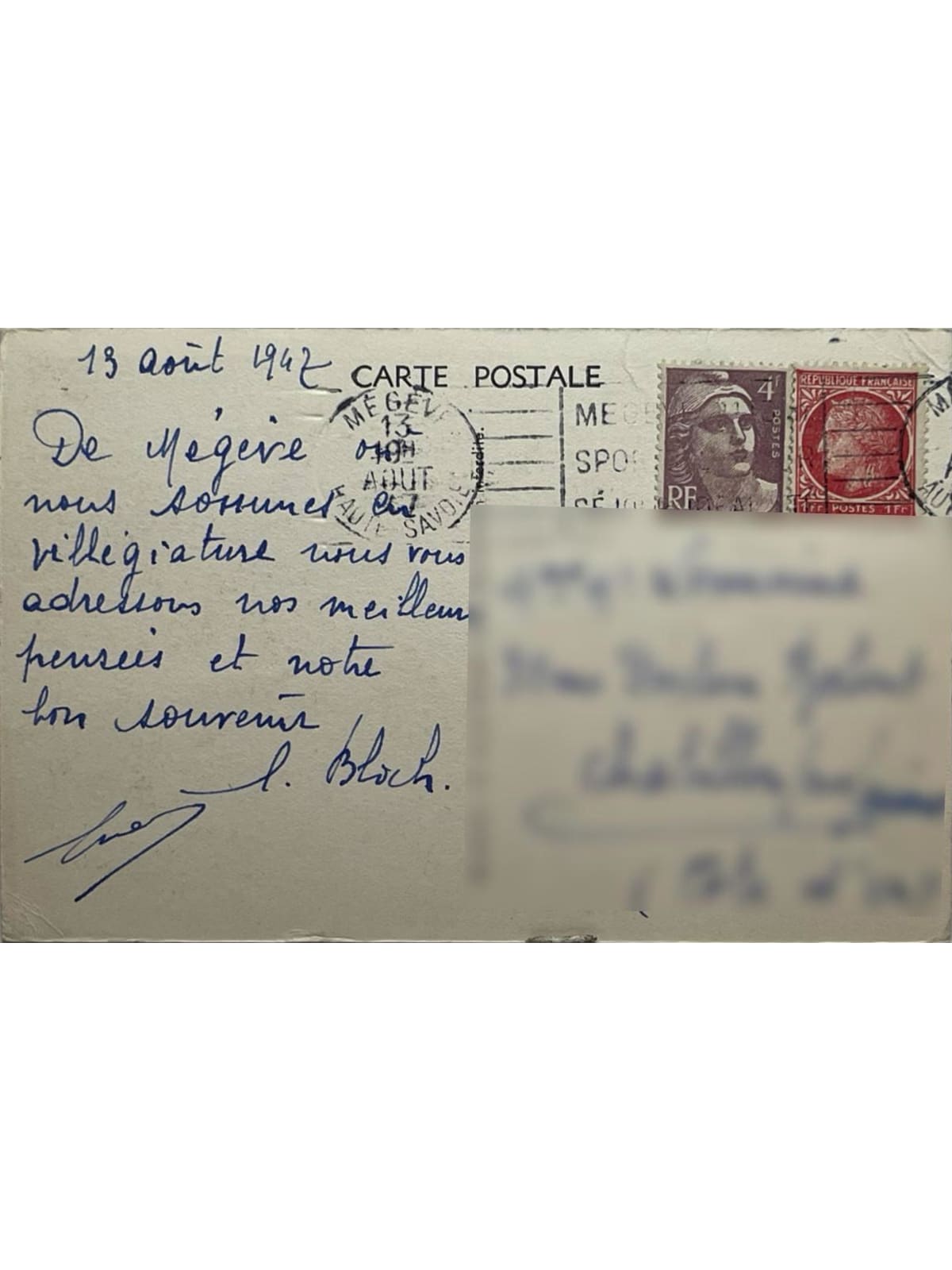 Verso de la carte postale