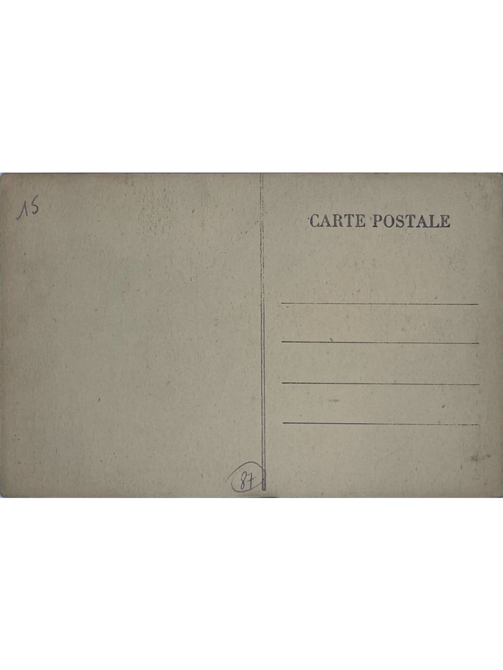 Verso de la carte postale