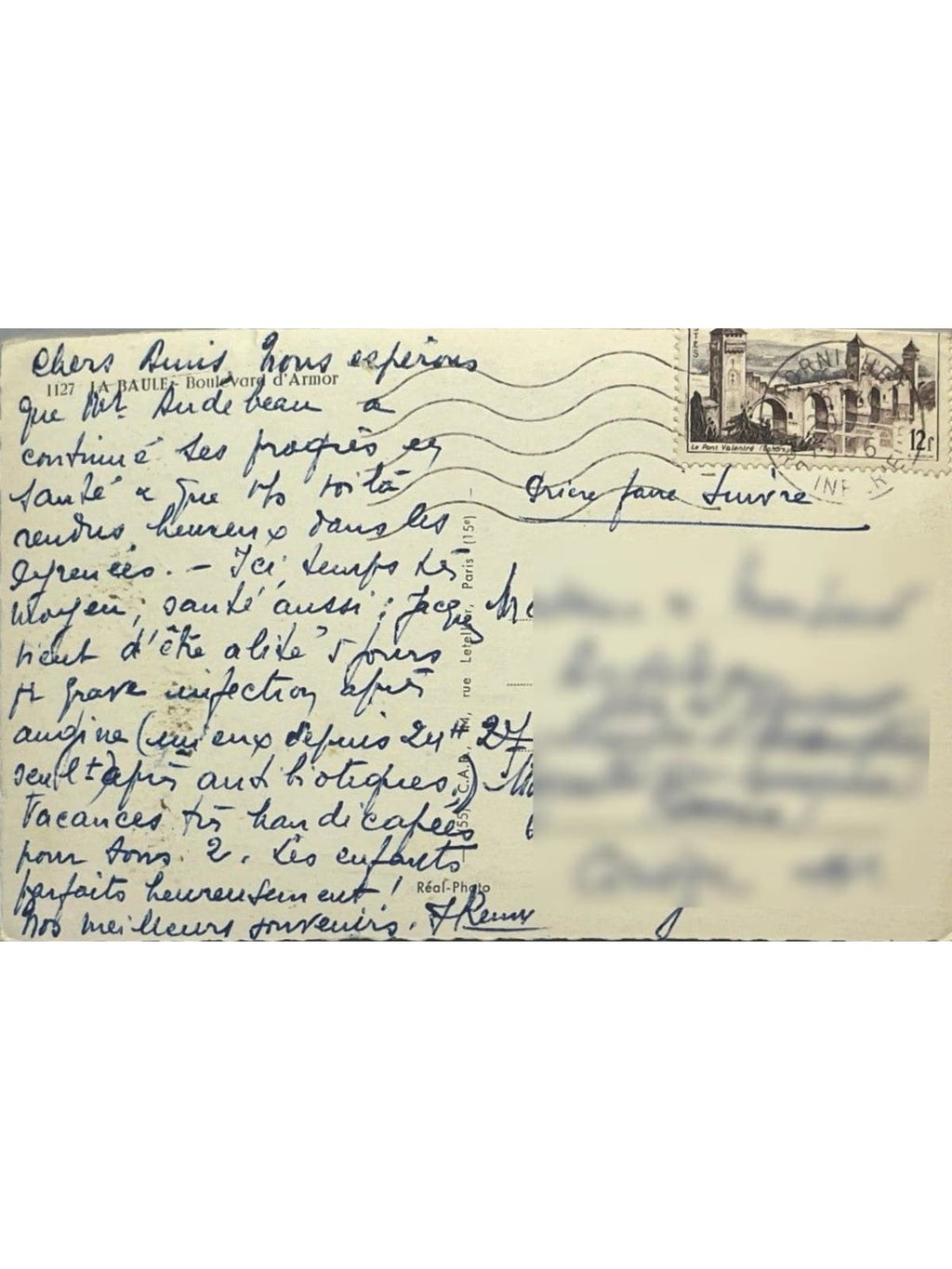 Verso de la carte postale