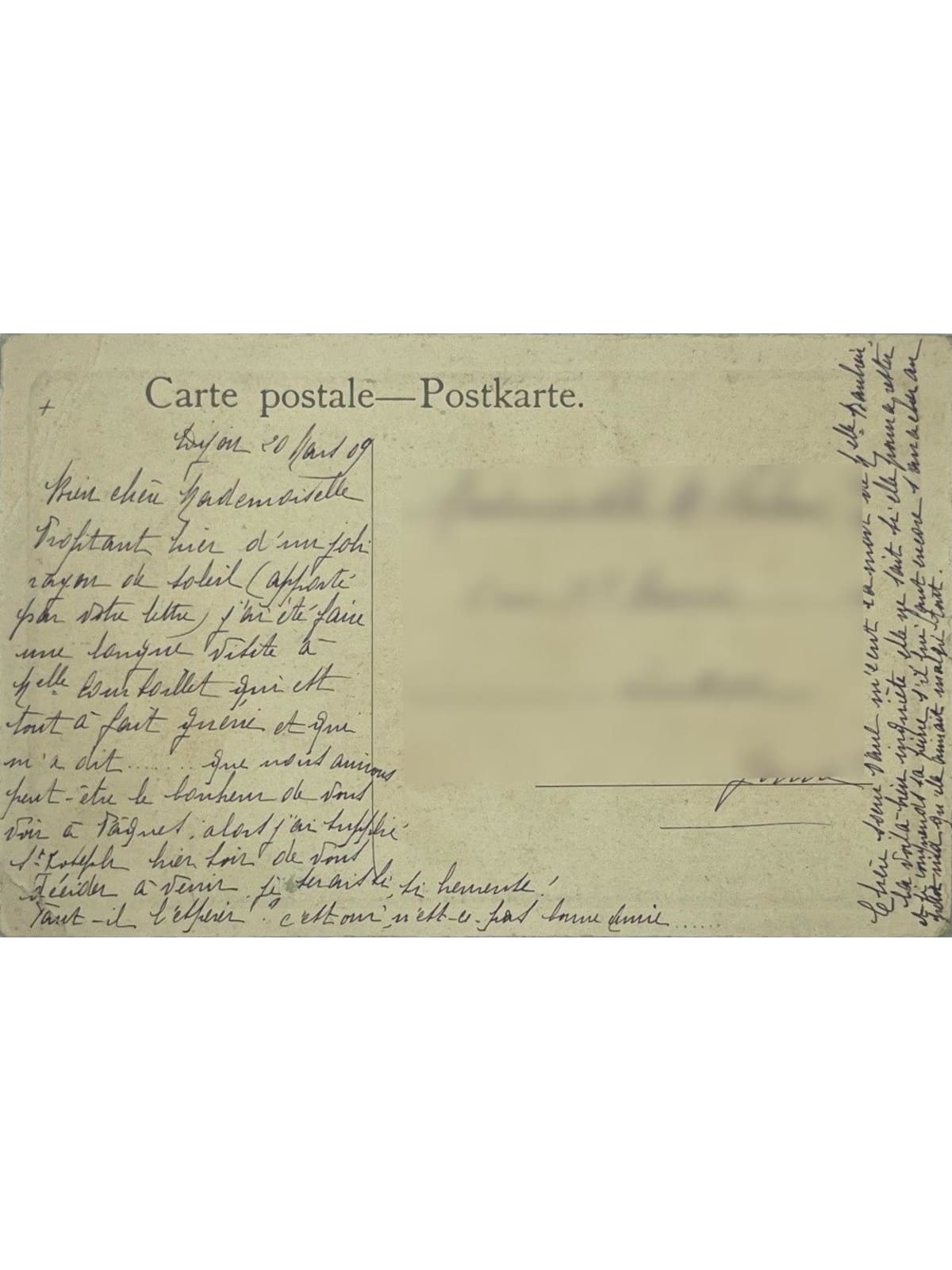 Verso de la carte postale