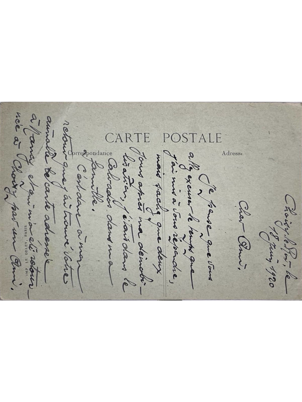Verso de la carte postale