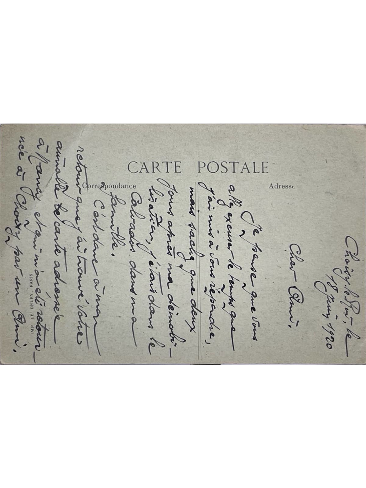 Verso de la carte postale