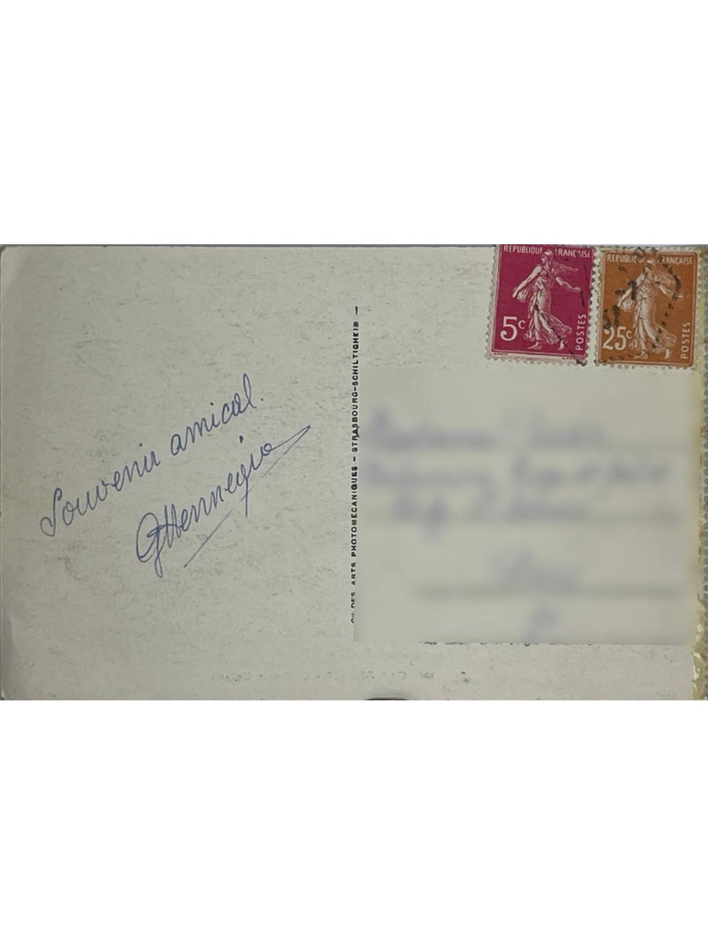 Verso de la carte postale