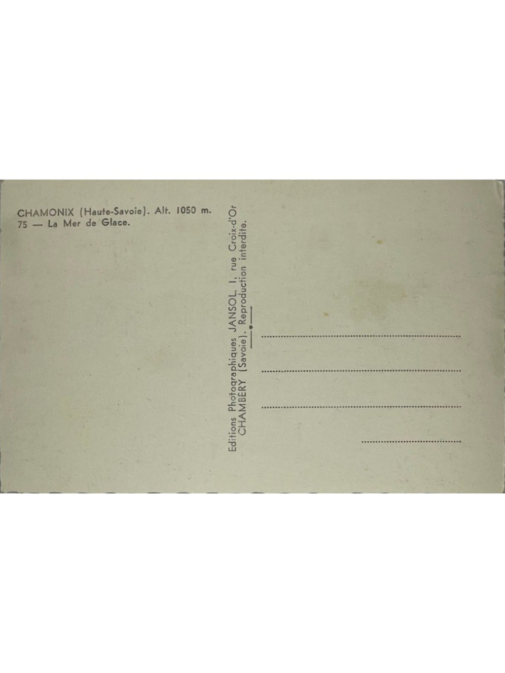 Verso de la carte postale