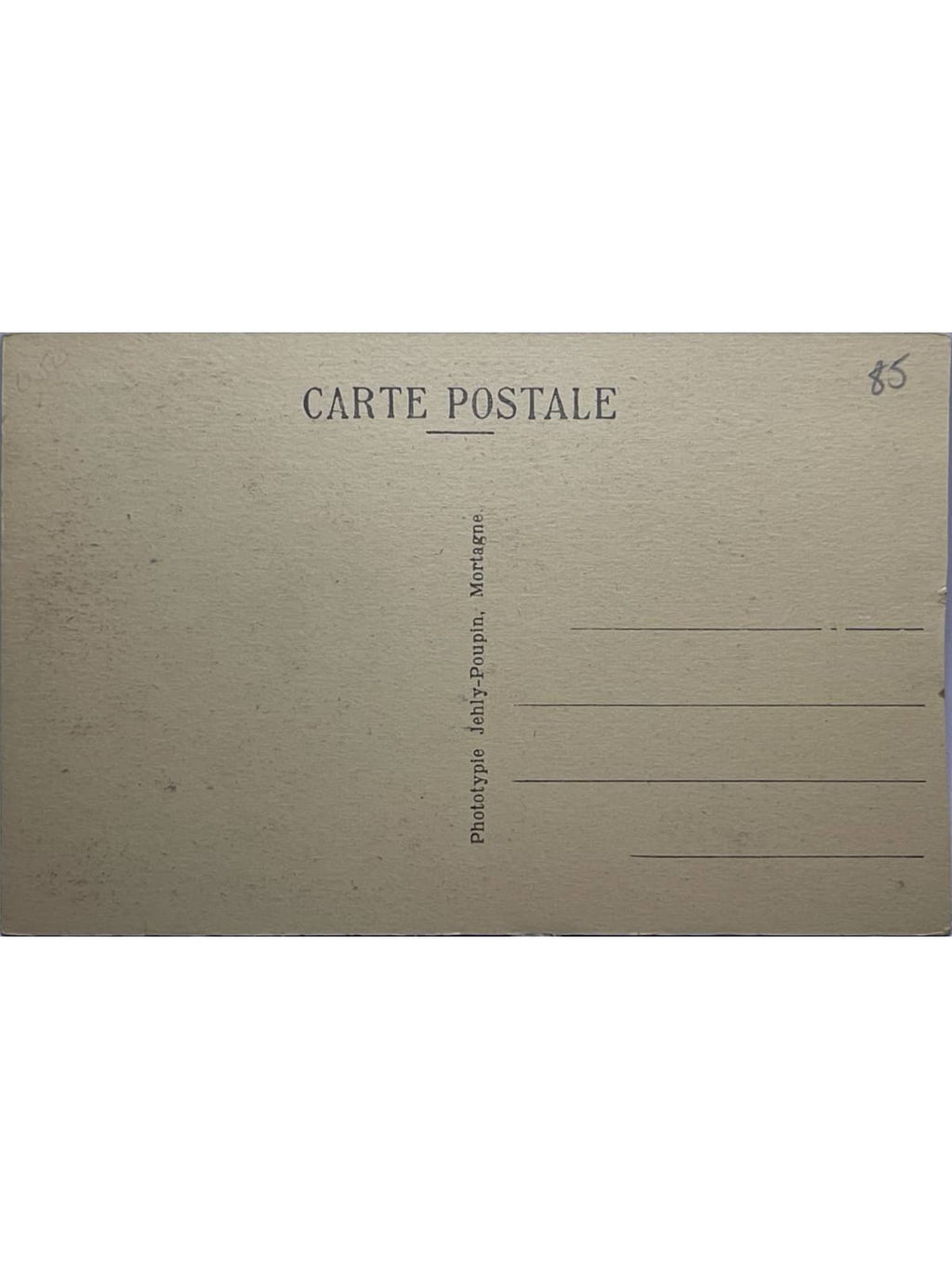 Verso de la carte postale
