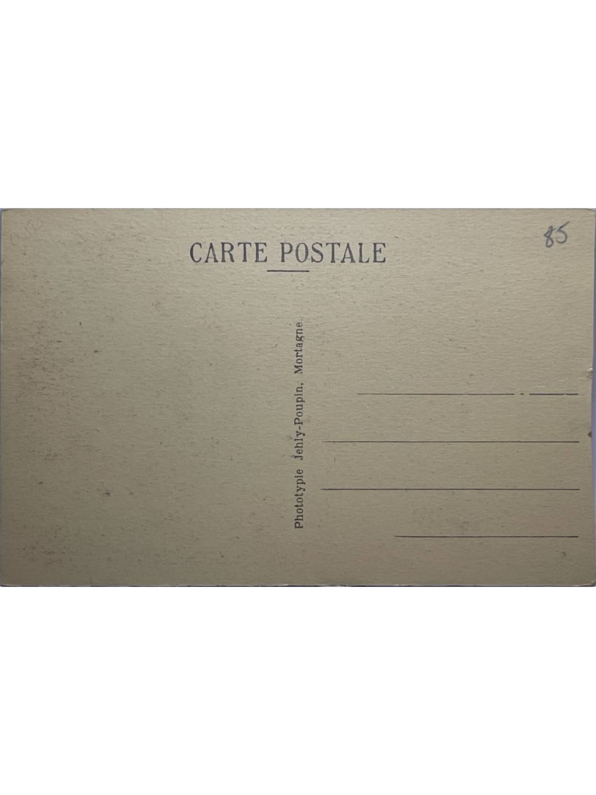 Verso de la carte postale