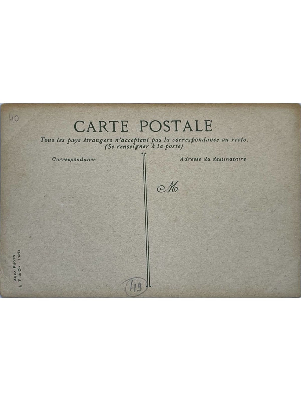 Verso de la carte postale
