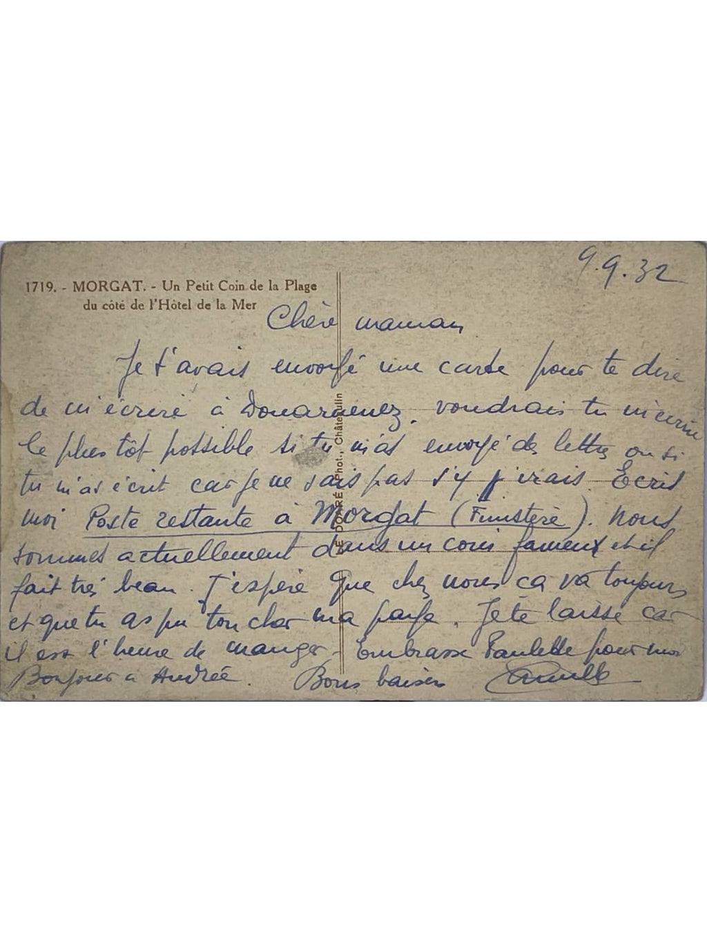 Verso de la carte postale
