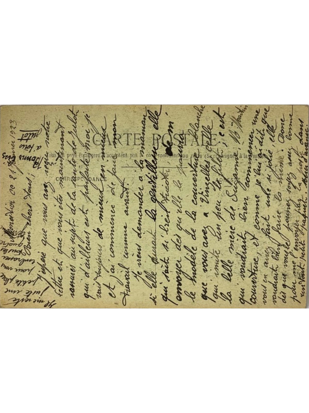 Verso de la carte postale
