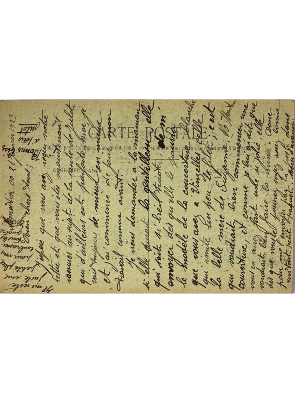 Verso de la carte postale
