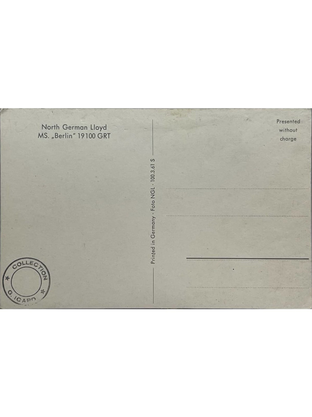 Verso de la carte postale