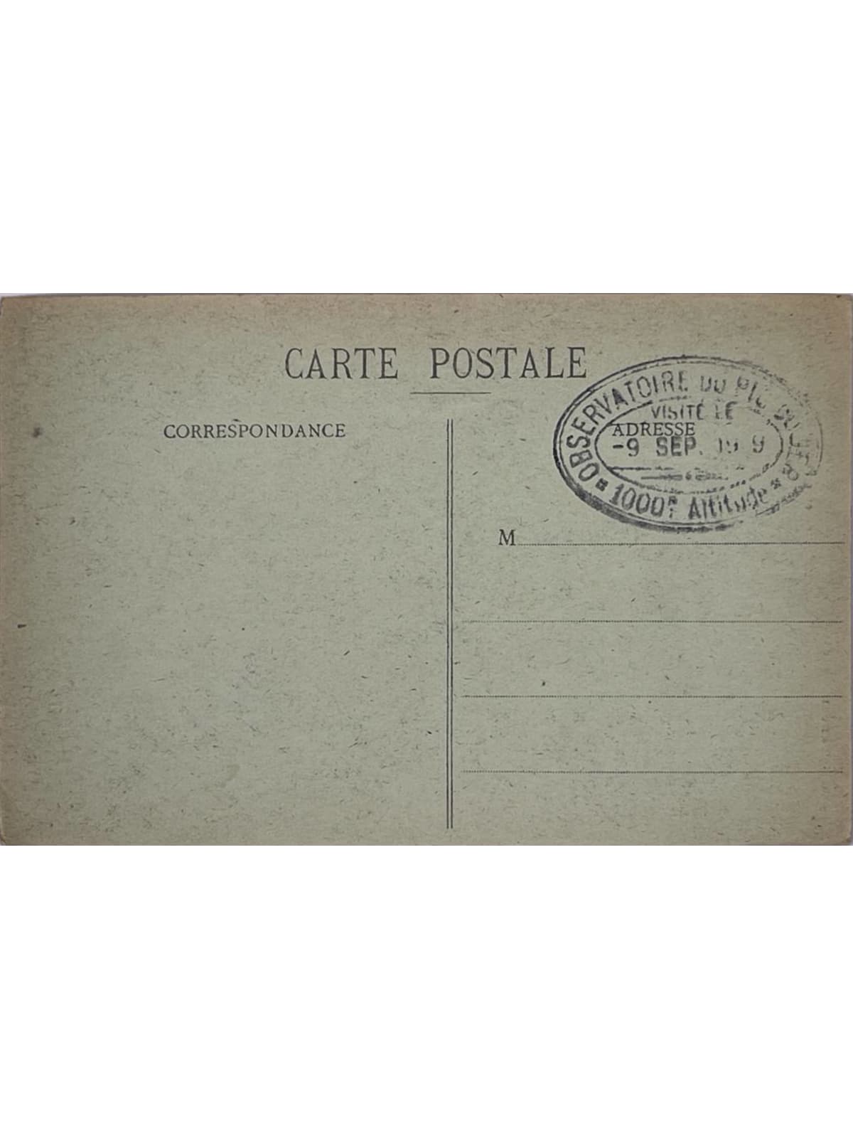 Verso de la carte postale