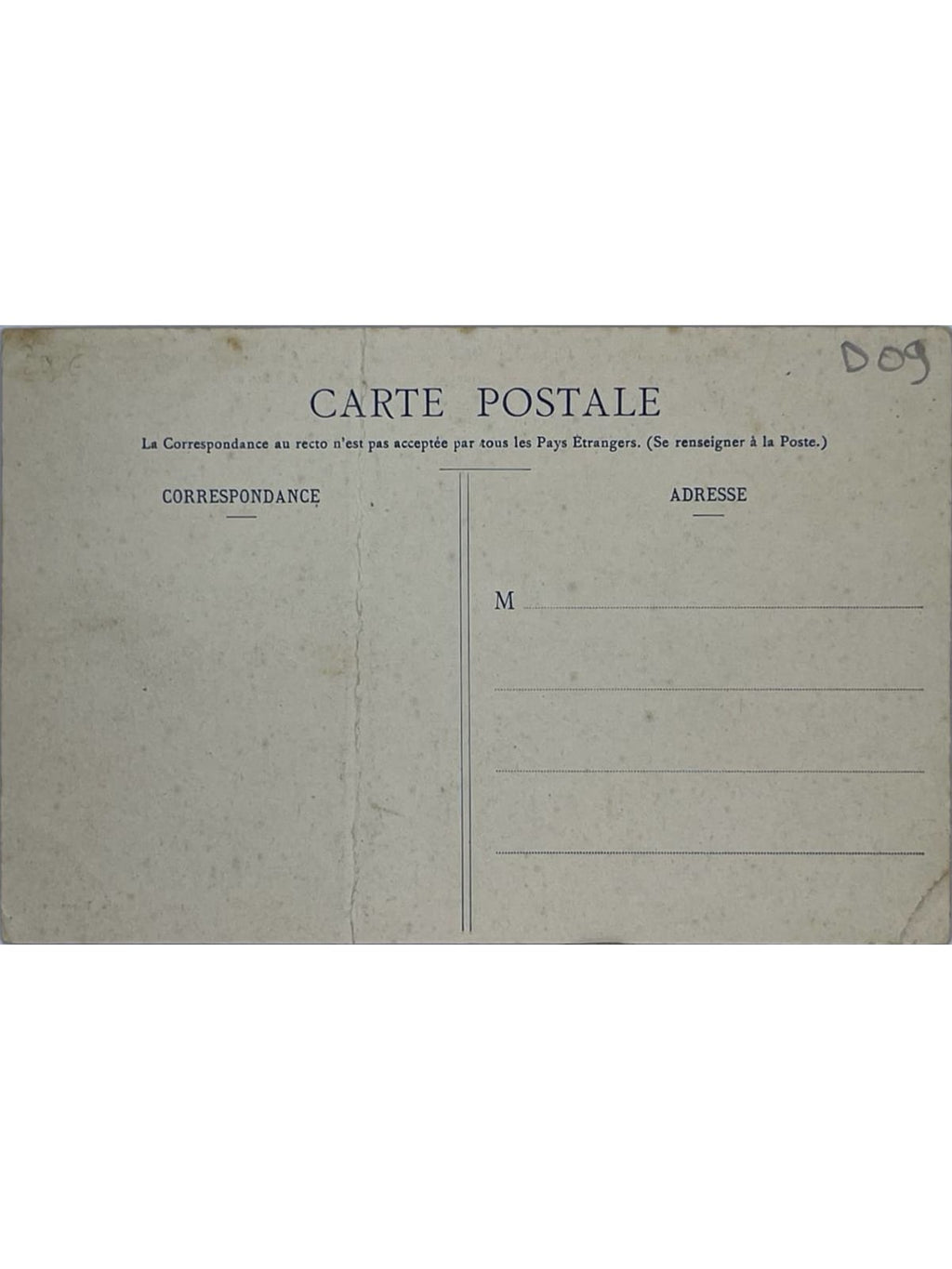 Verso de la carte postale
