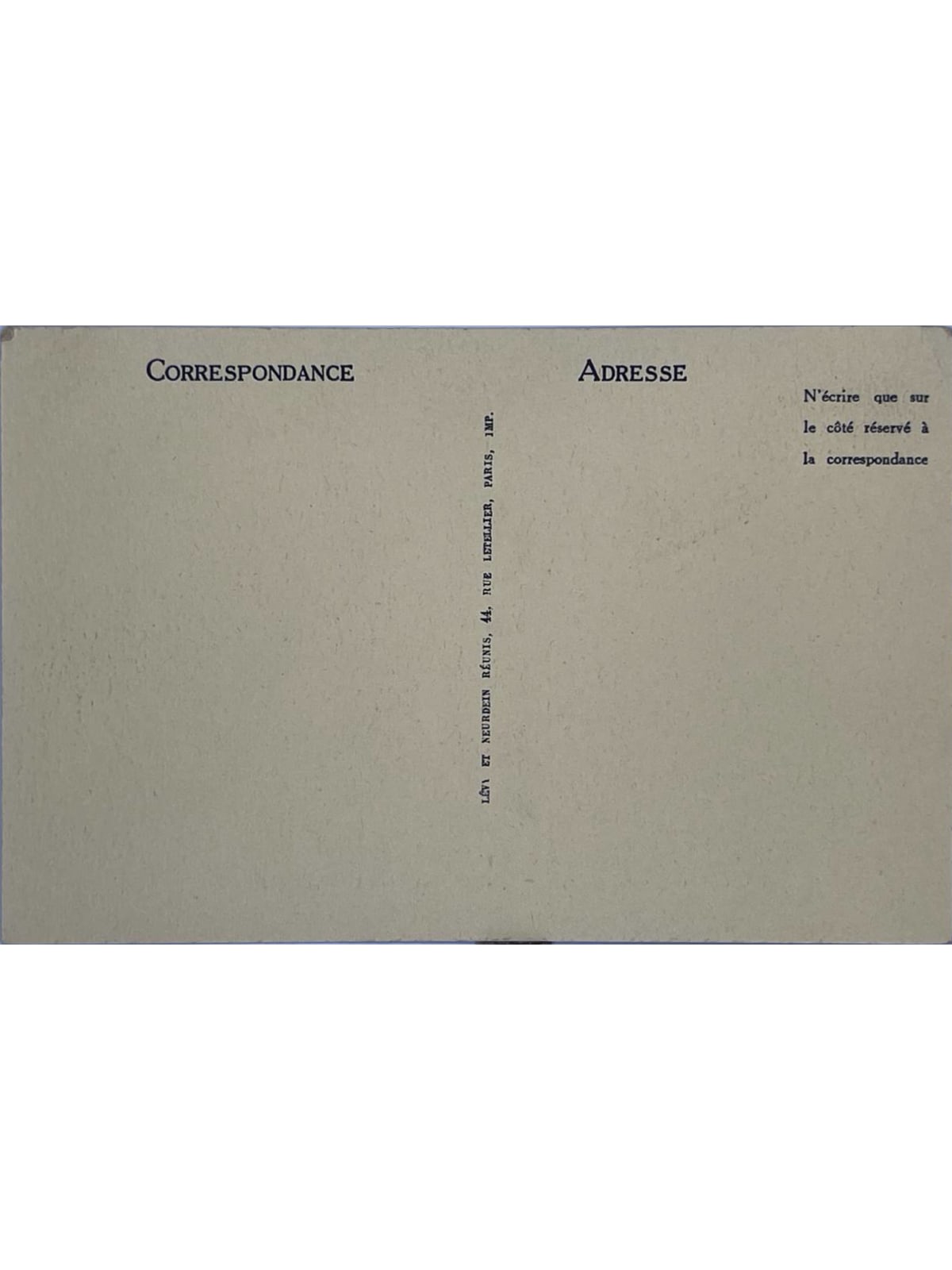 Verso de la carte postale