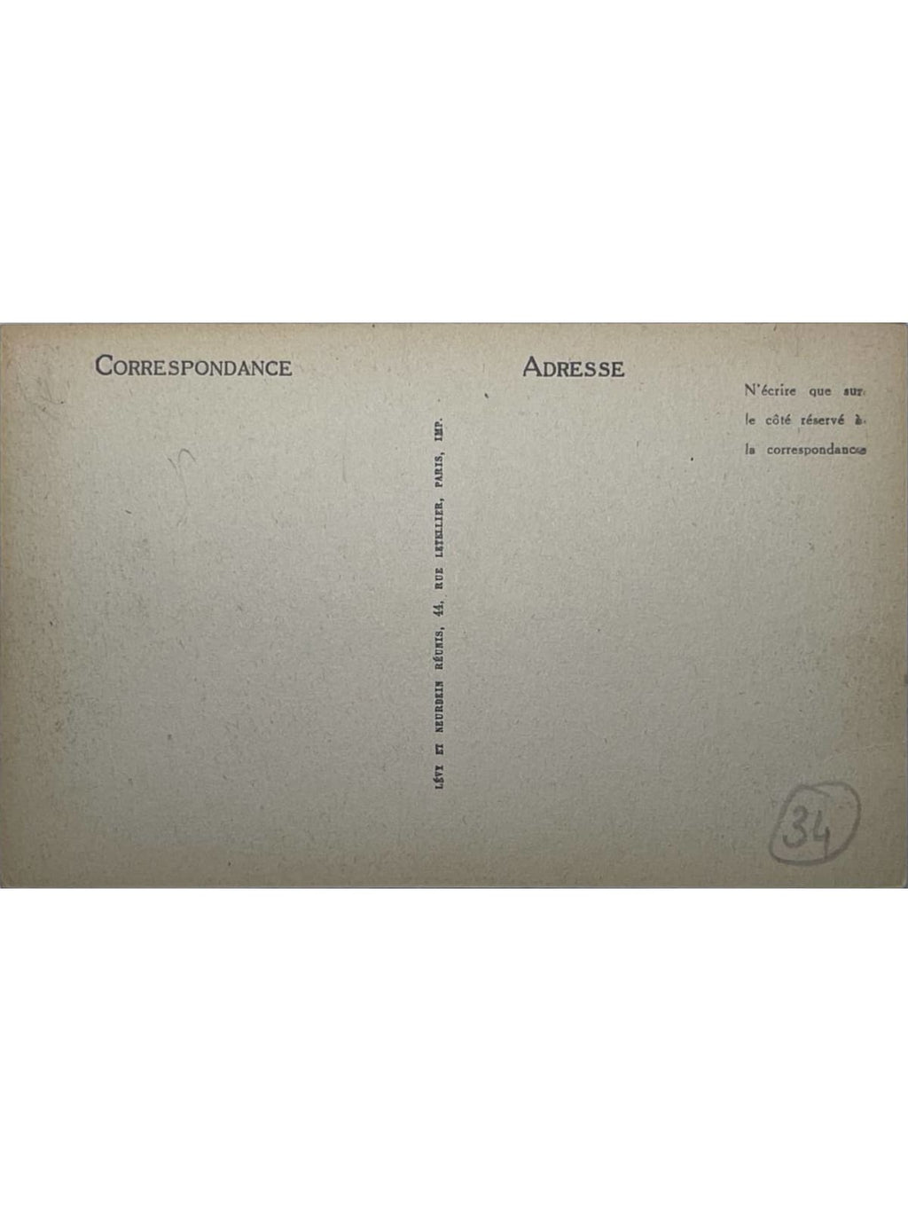 Verso de la carte postale