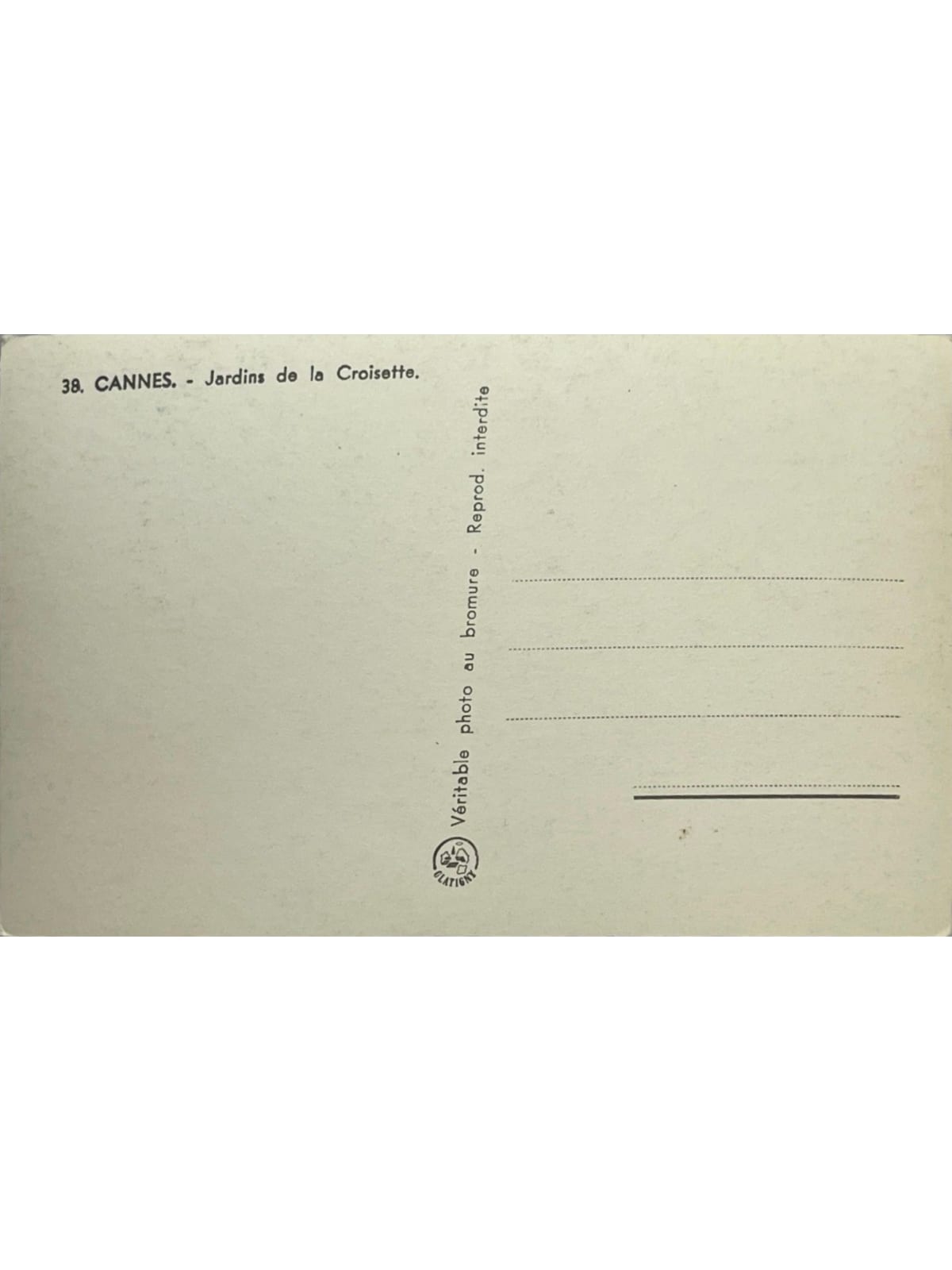 Verso de la carte postale