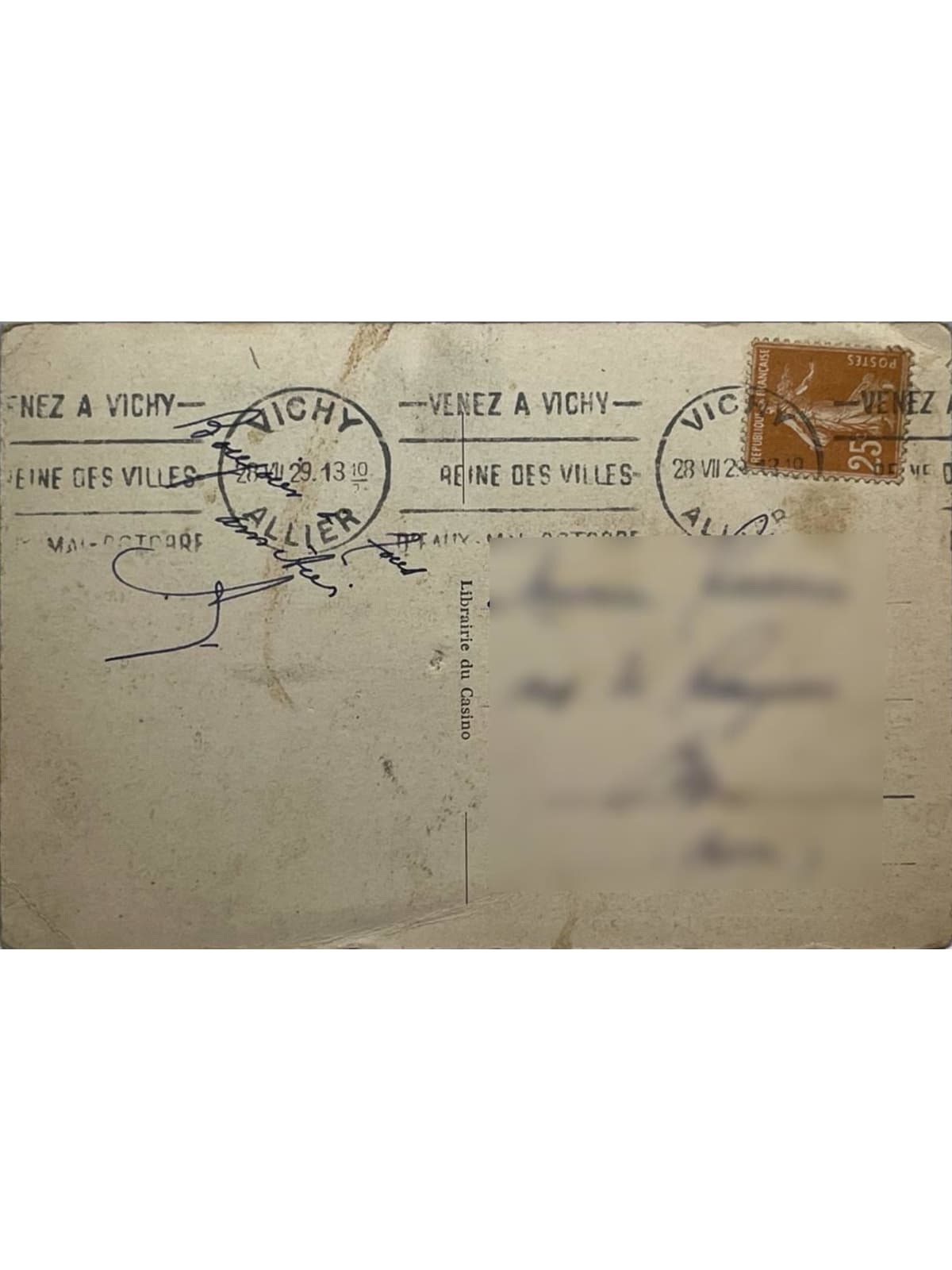 Verso de la carte postale