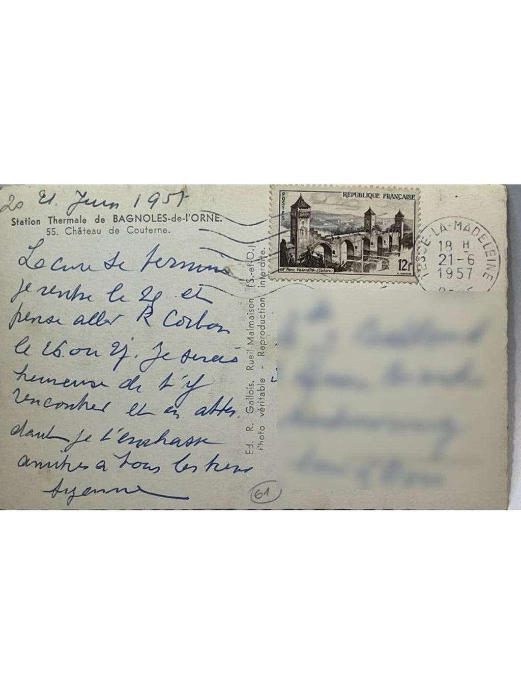 Verso de la carte postale