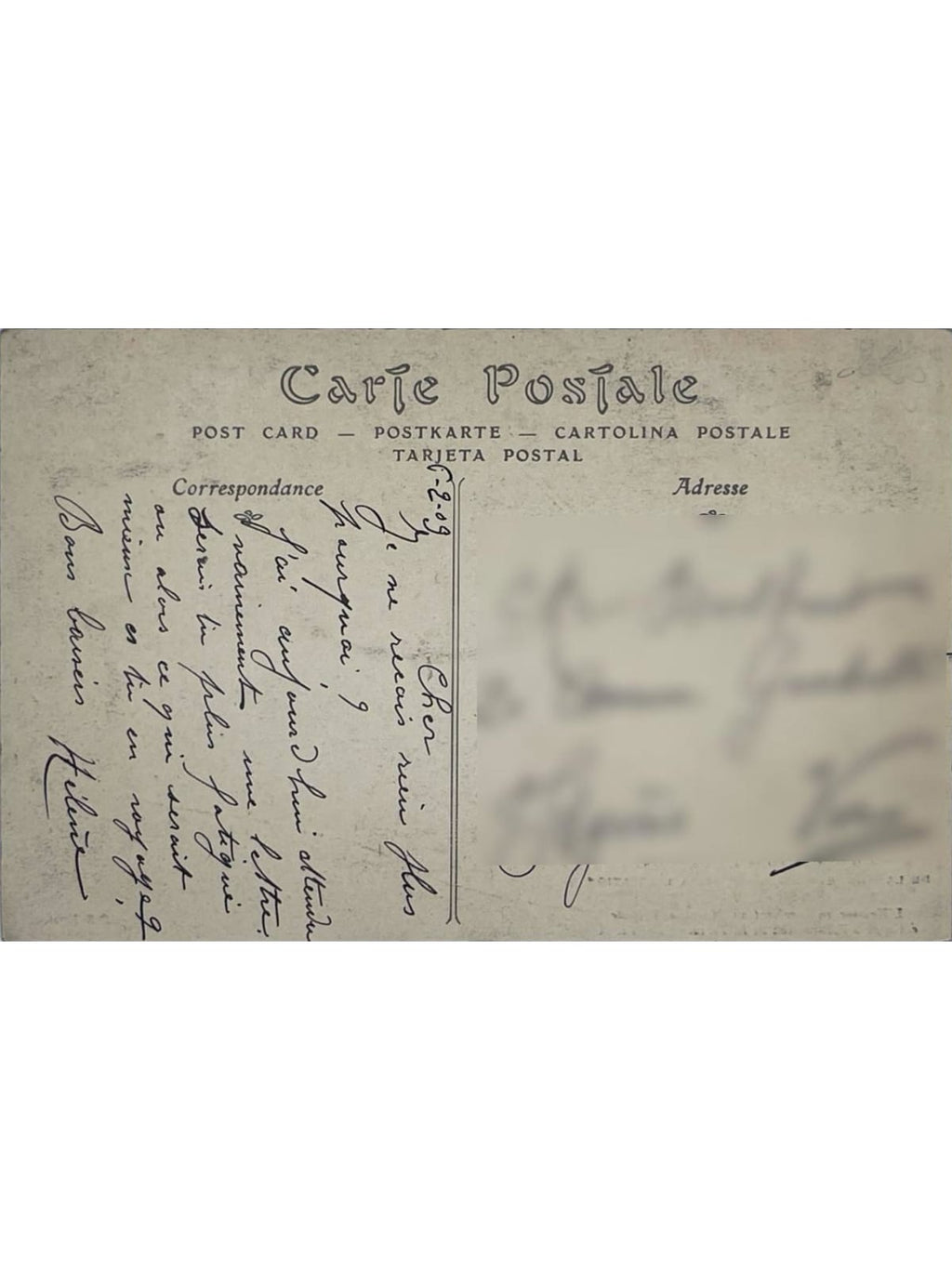 Verso de la carte postale