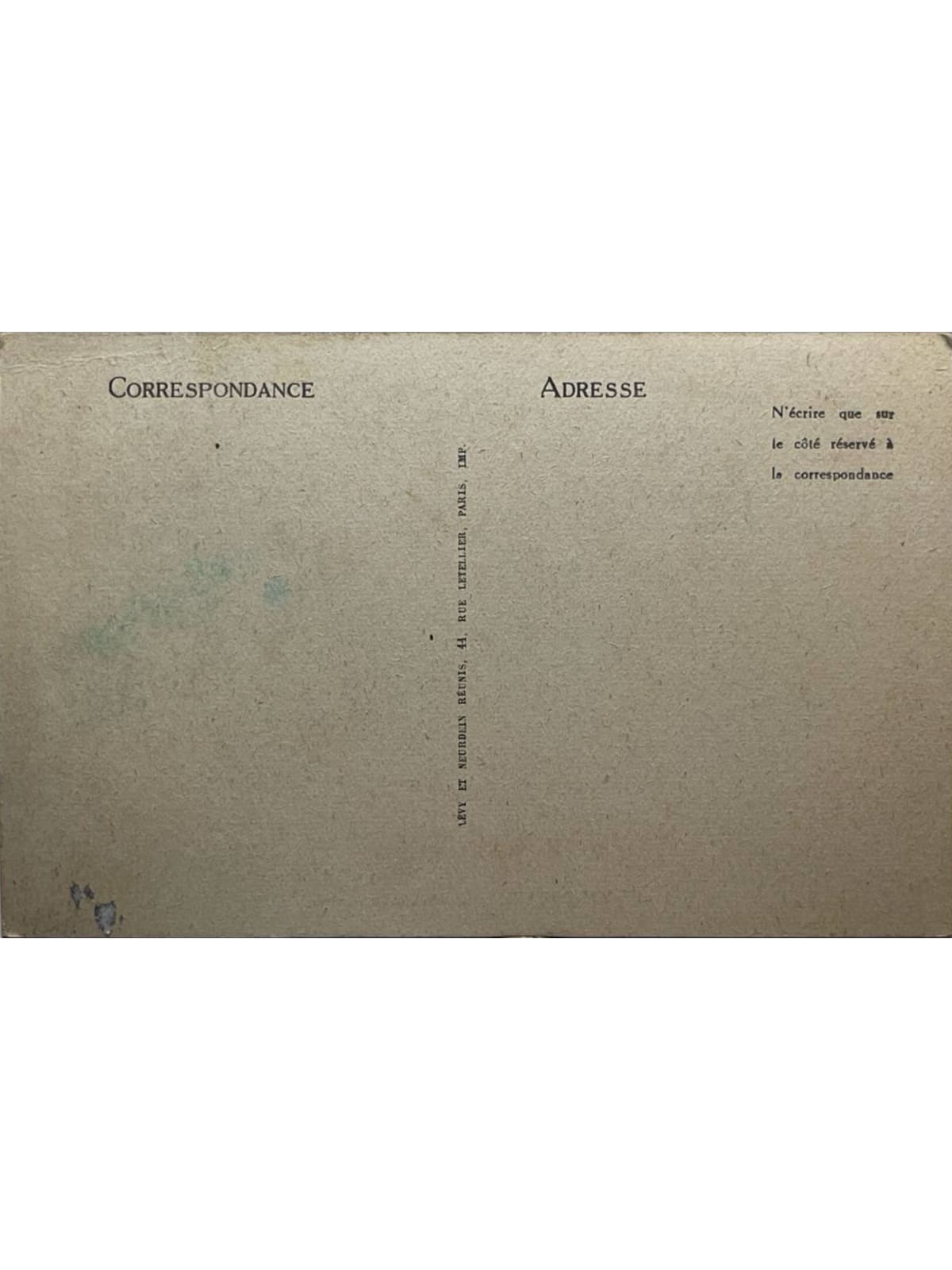 Verso de la carte postale