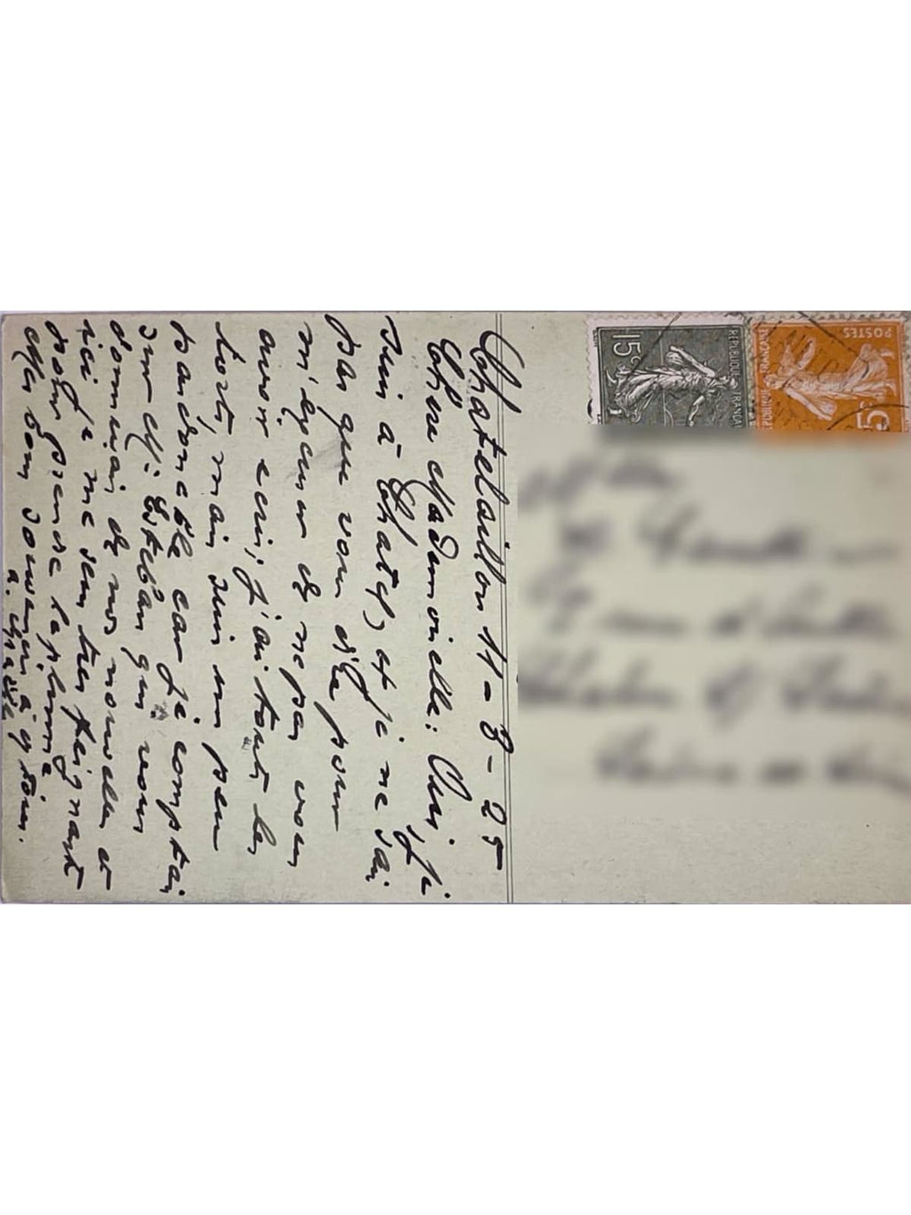 Verso de la carte postale