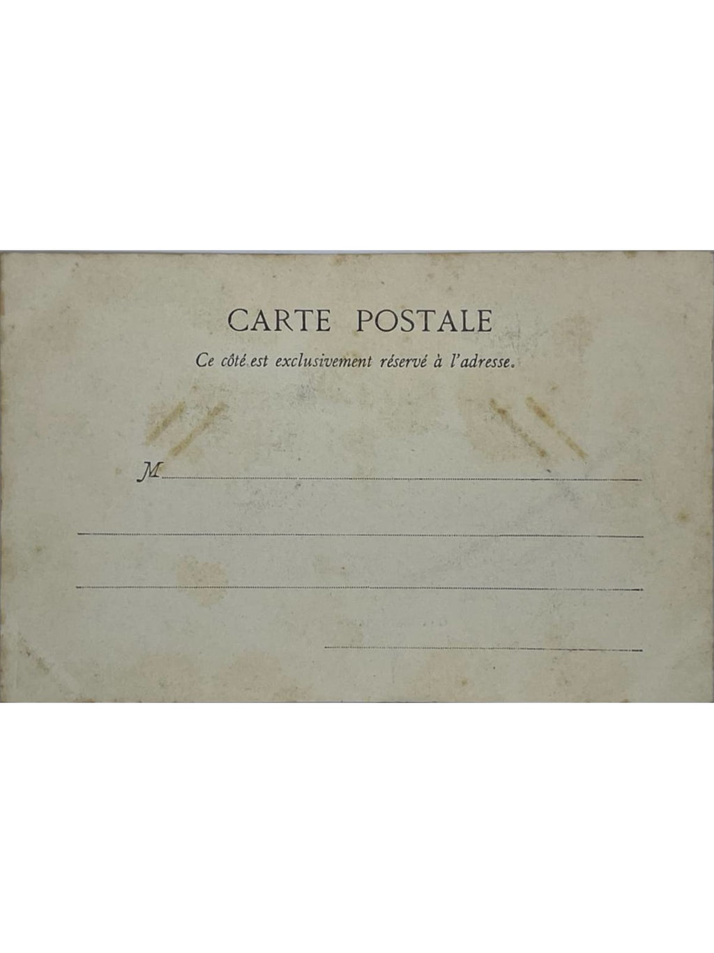Verso de la carte postale