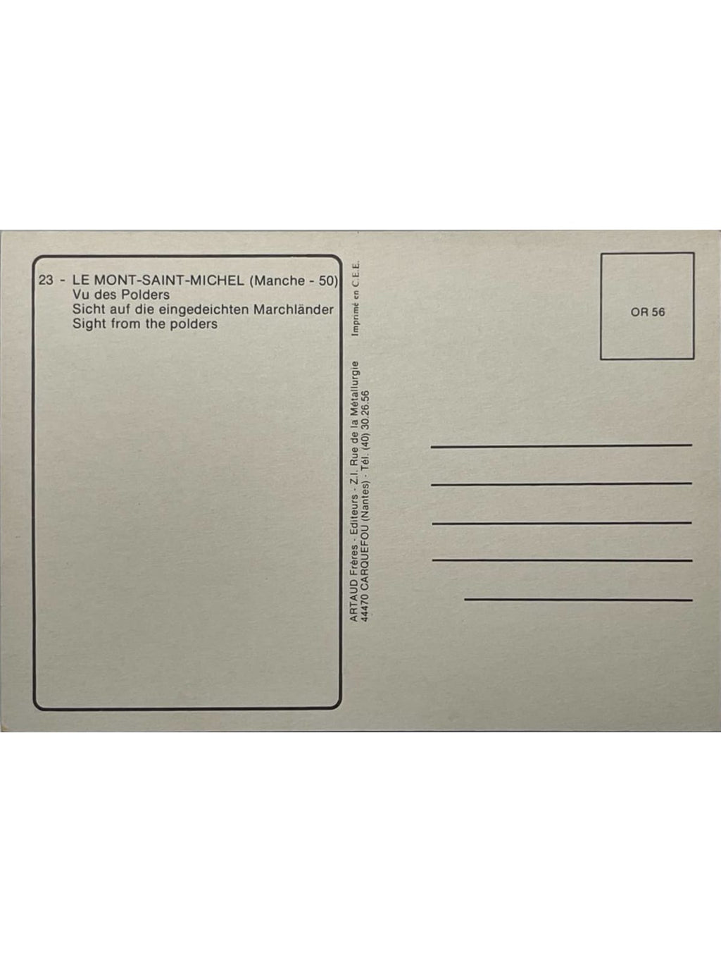 Verso de la carte postale
