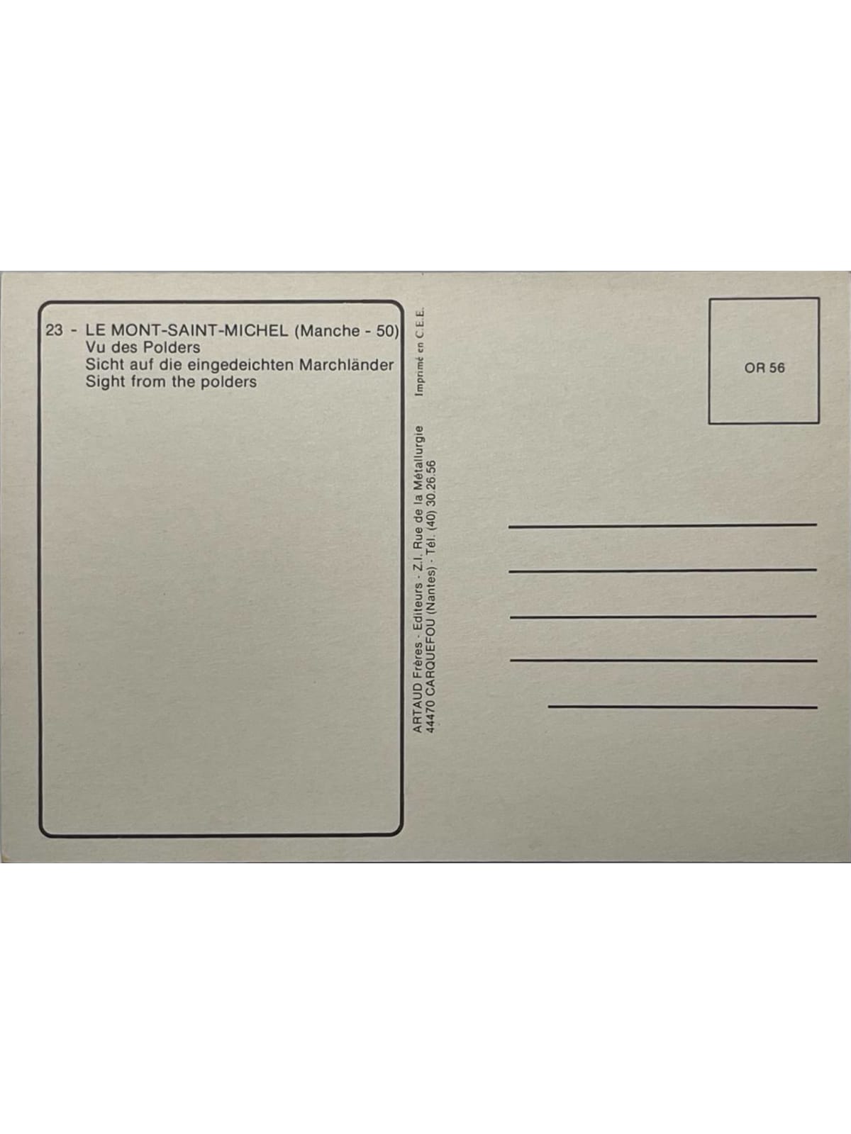 Verso de la carte postale