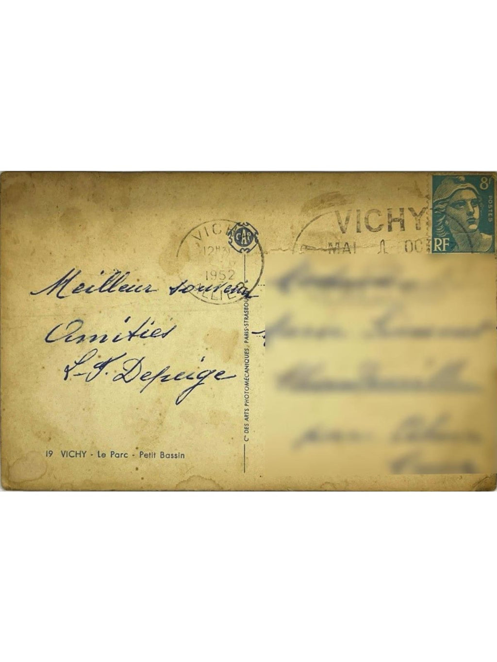 Verso de la carte postale