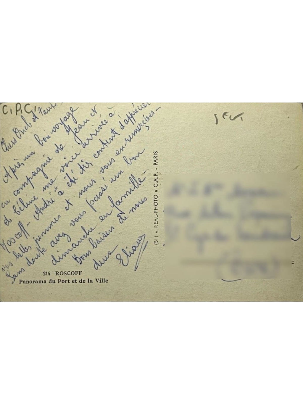 Verso de la carte postale