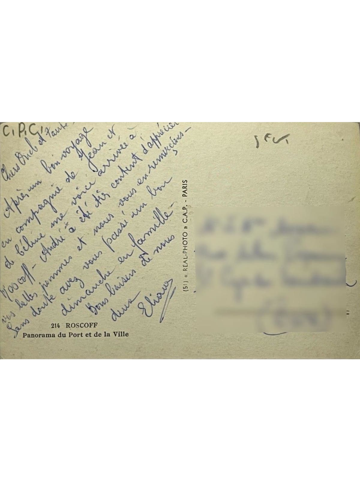 Verso de la carte postale
