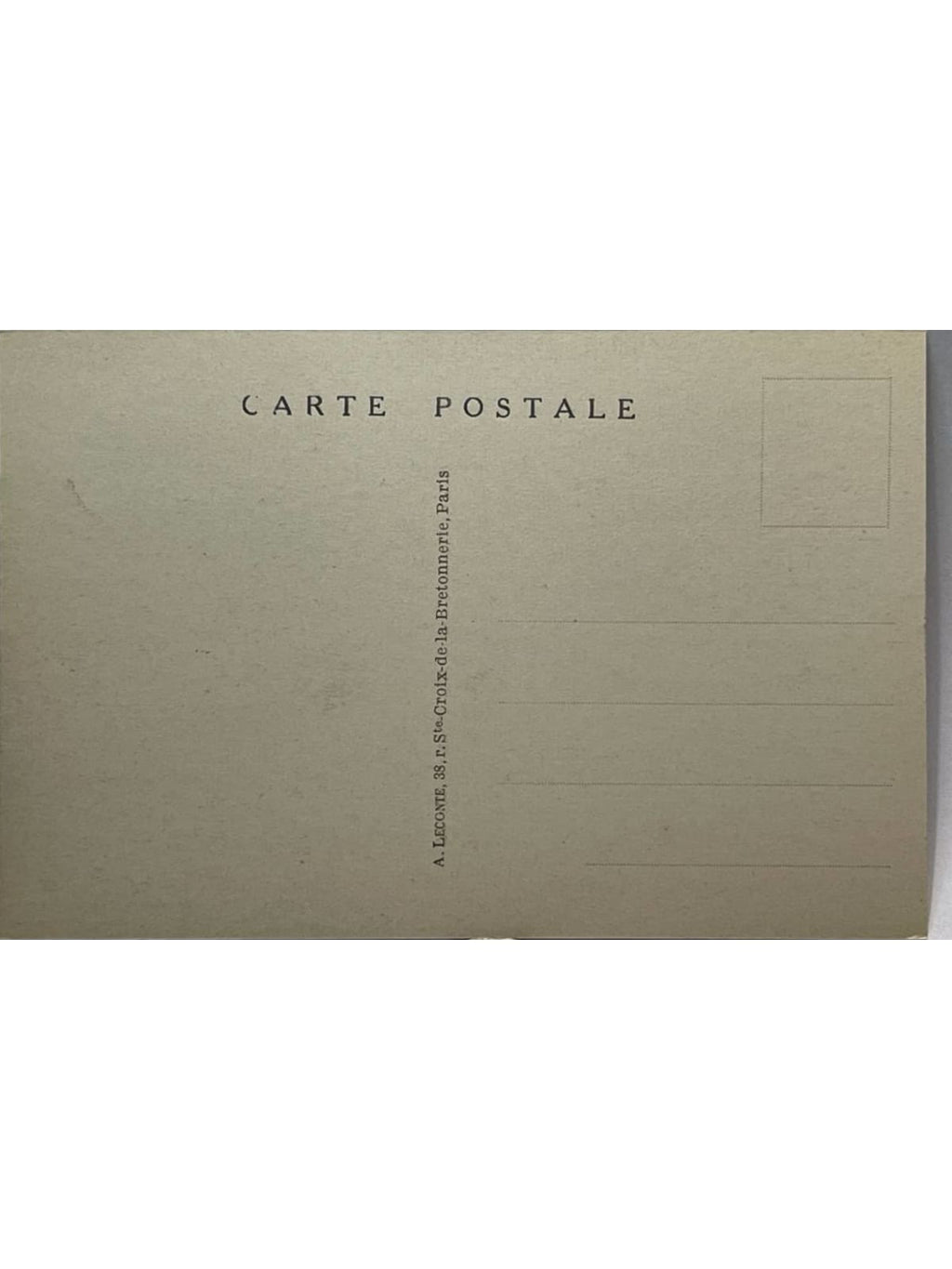 Verso de la carte postale