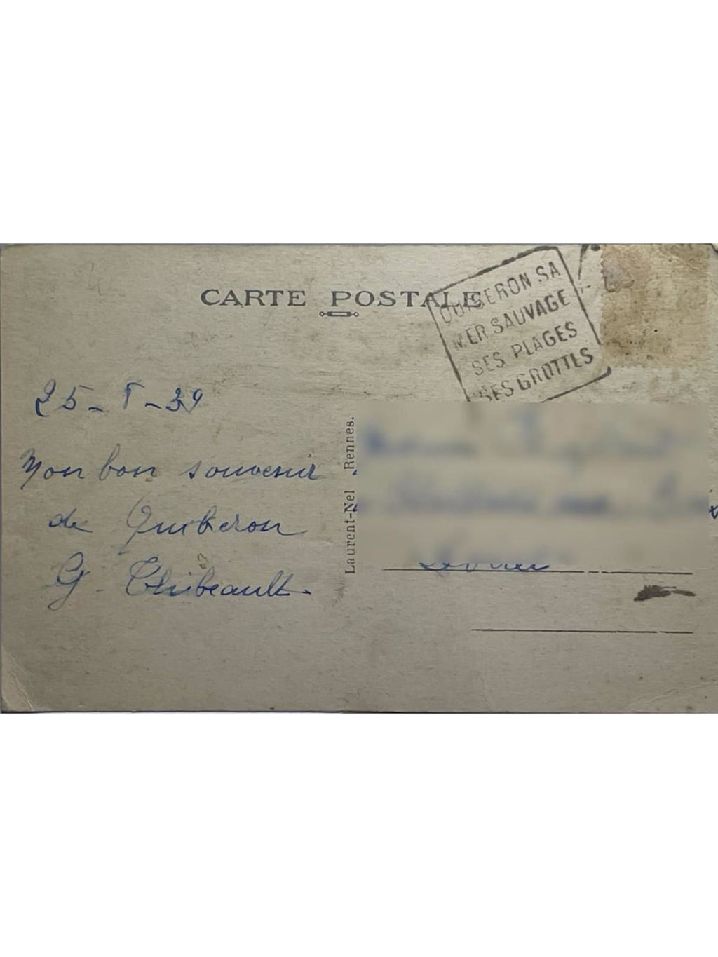 Verso de la carte postale