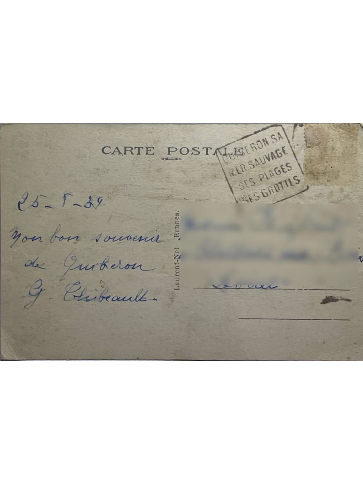 Verso de la carte postale