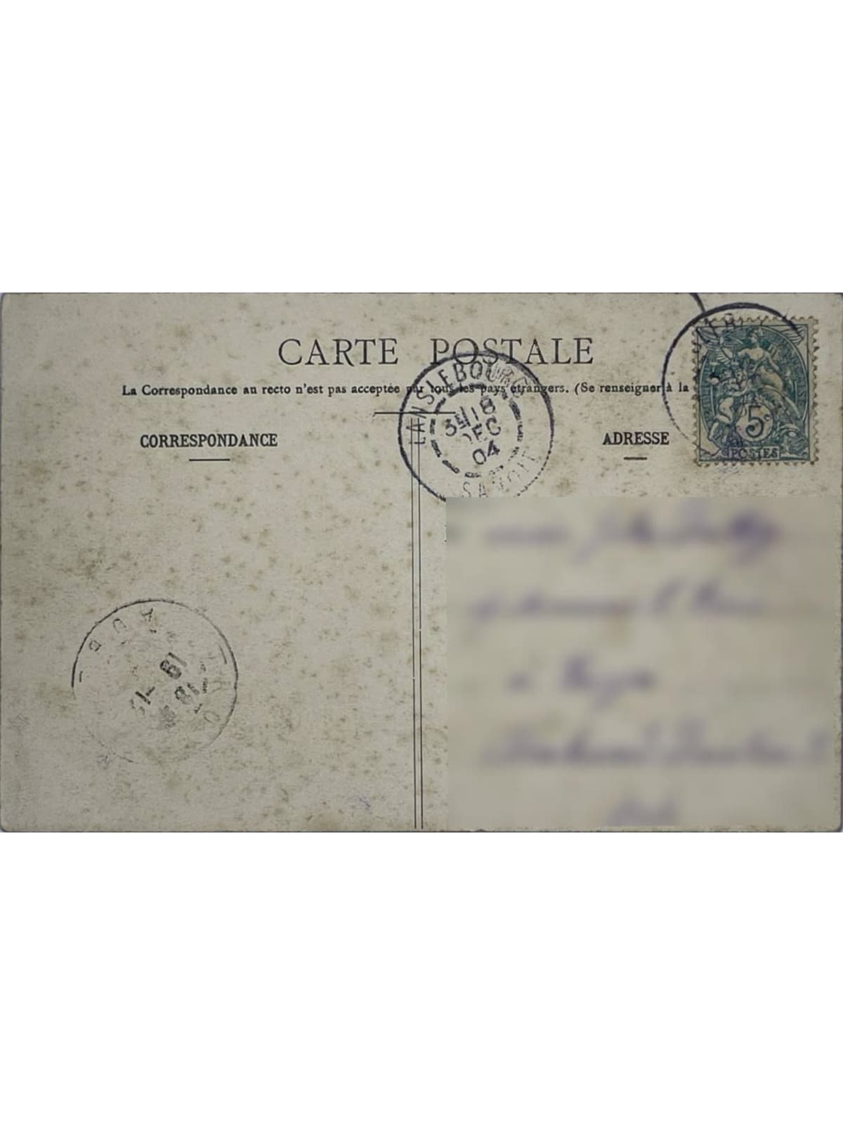 Verso de la carte postale