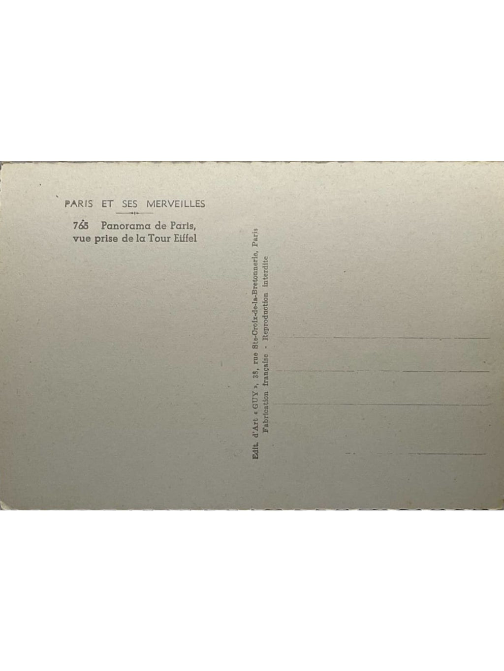 Verso de la carte postale