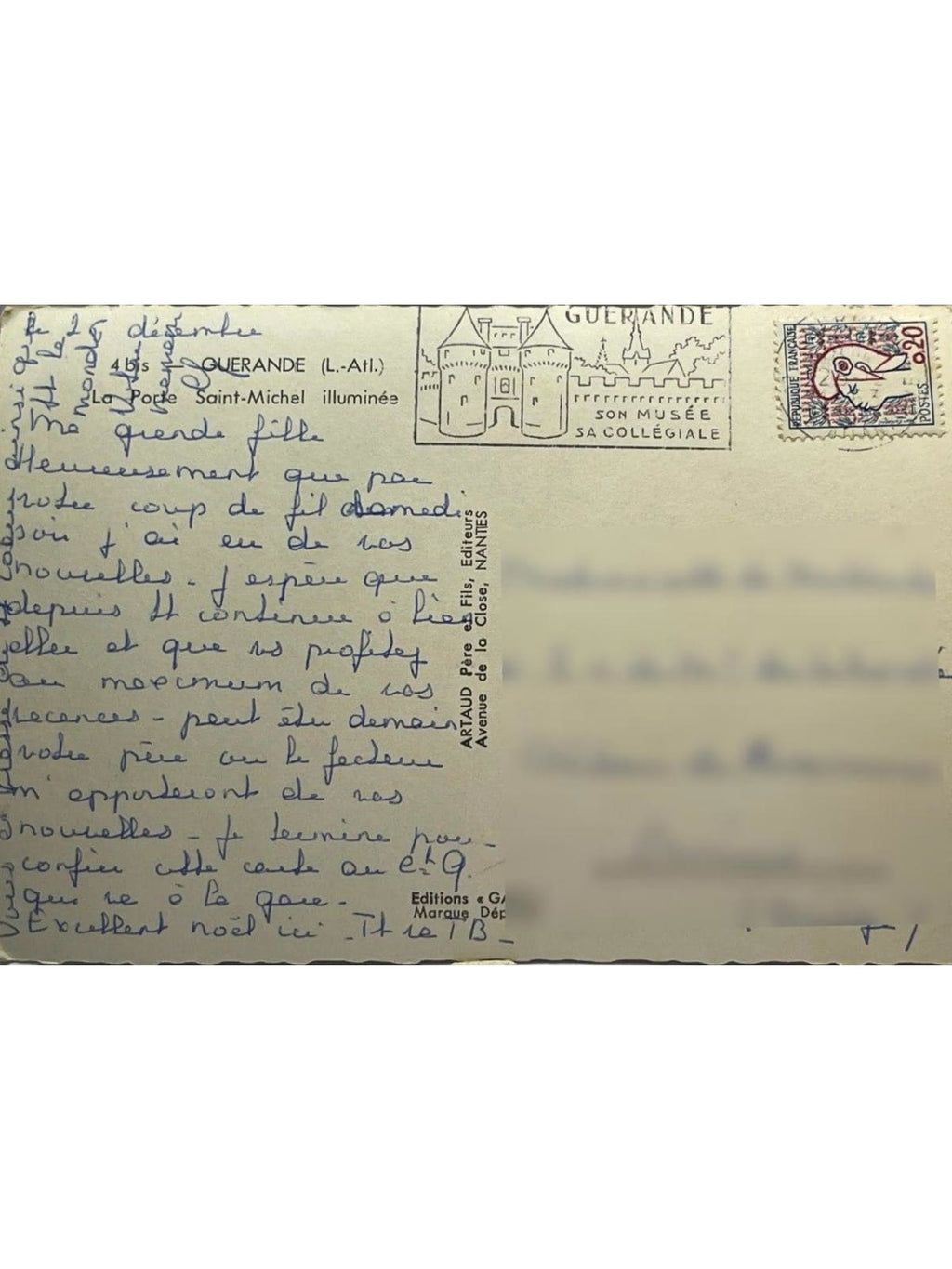 Verso de la carte postale