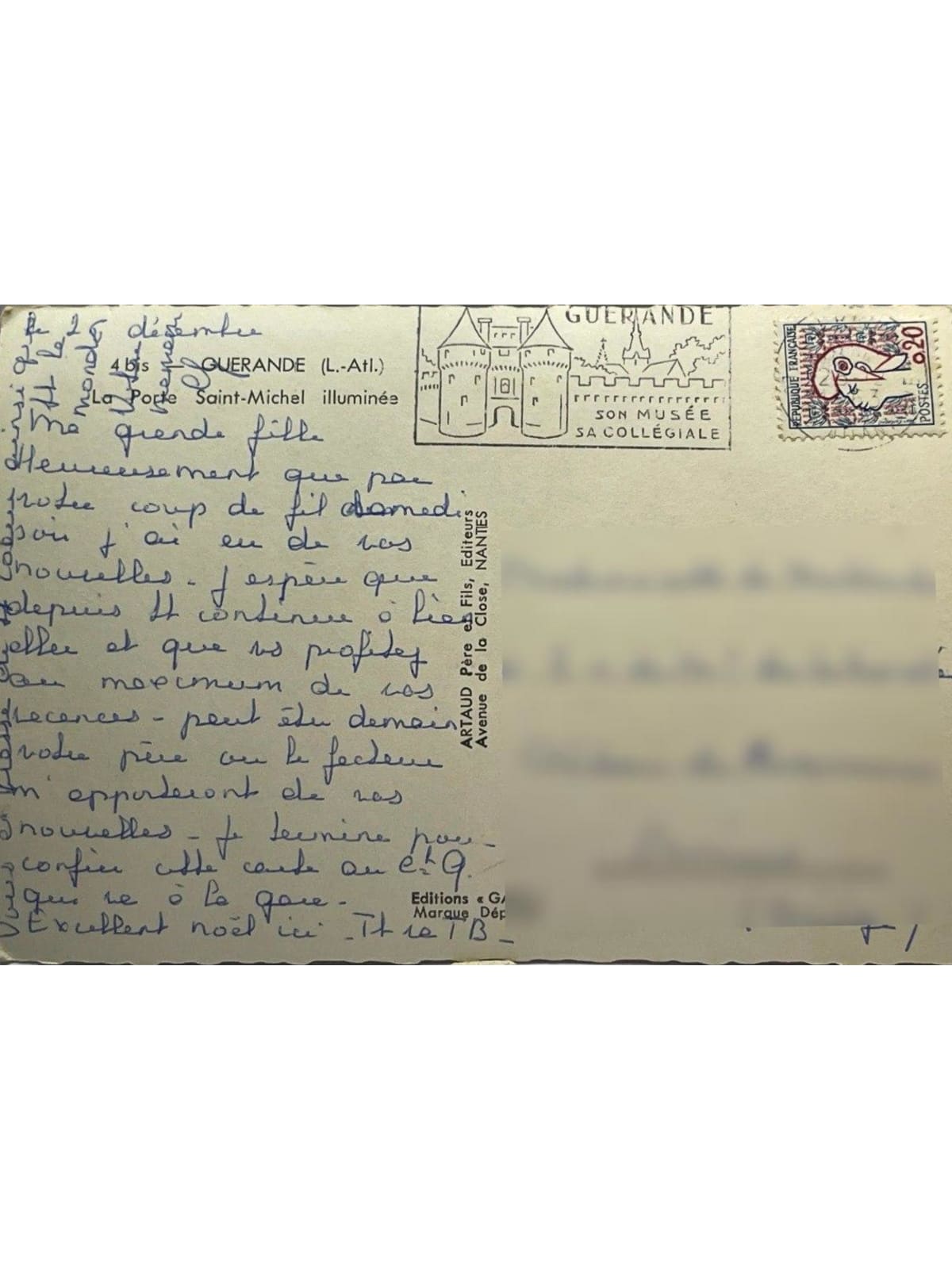 Verso de la carte postale