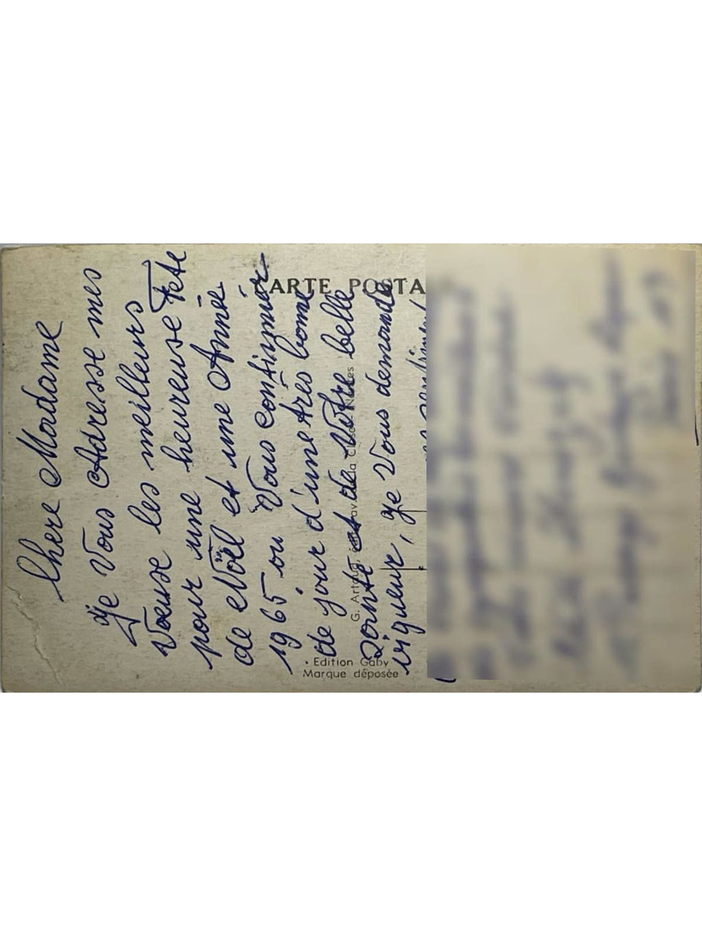 Verso de la carte postale