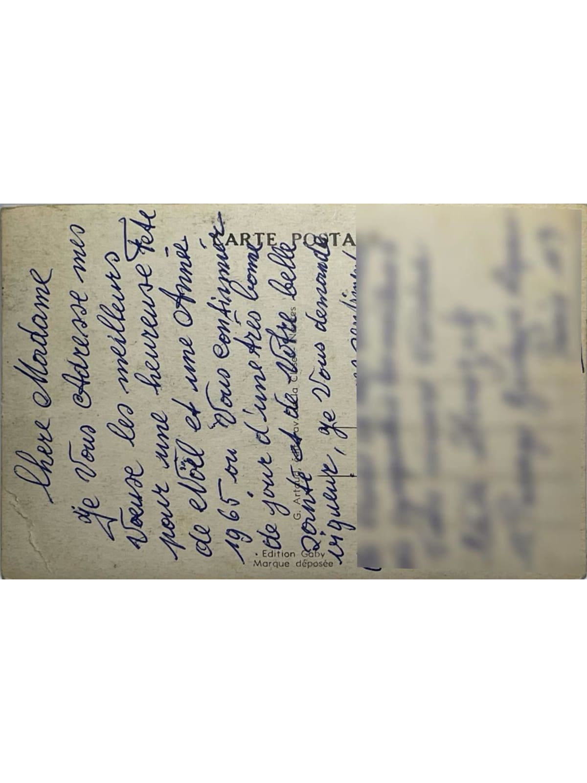 Verso de la carte postale