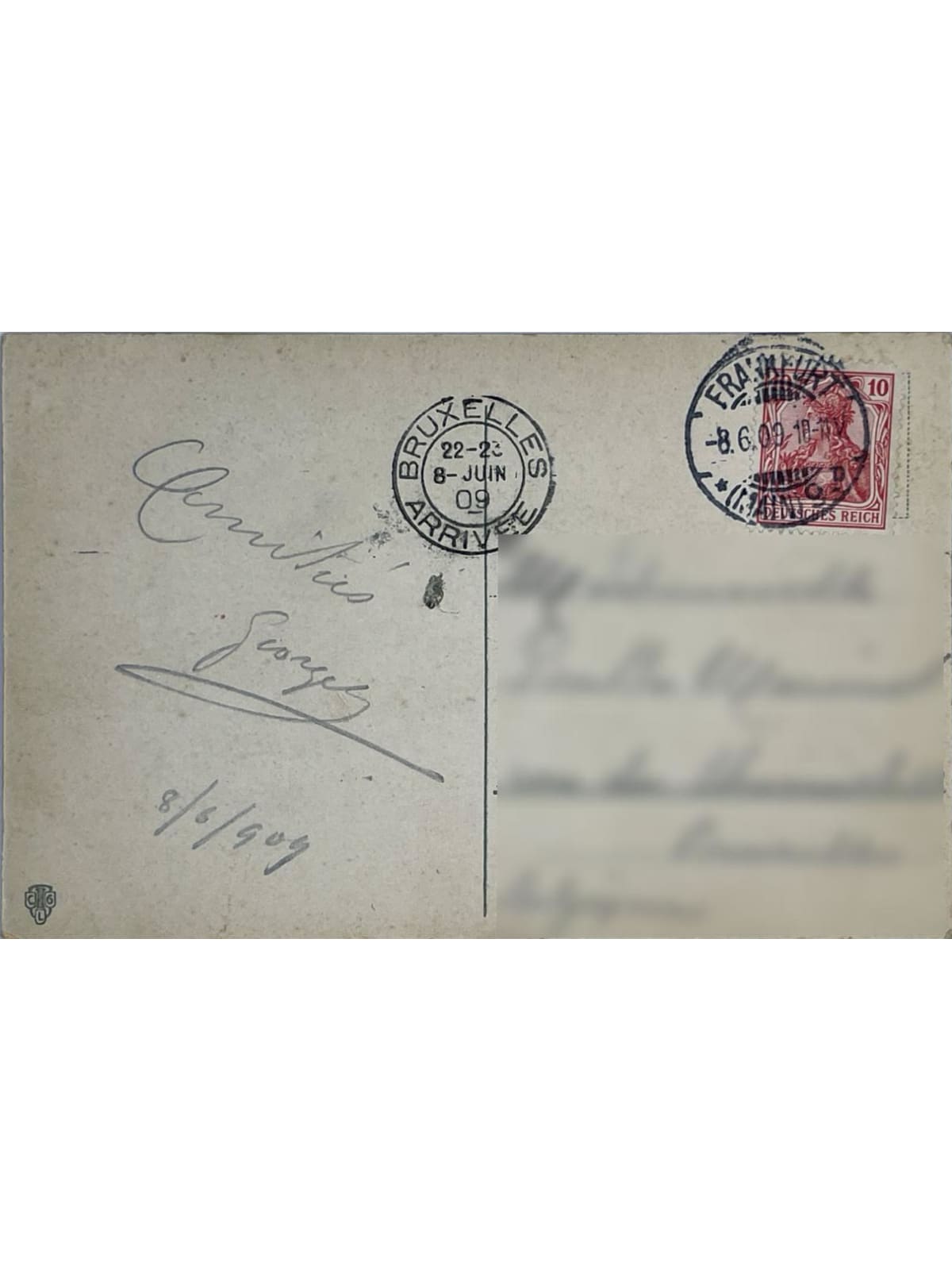 Verso de la carte postale