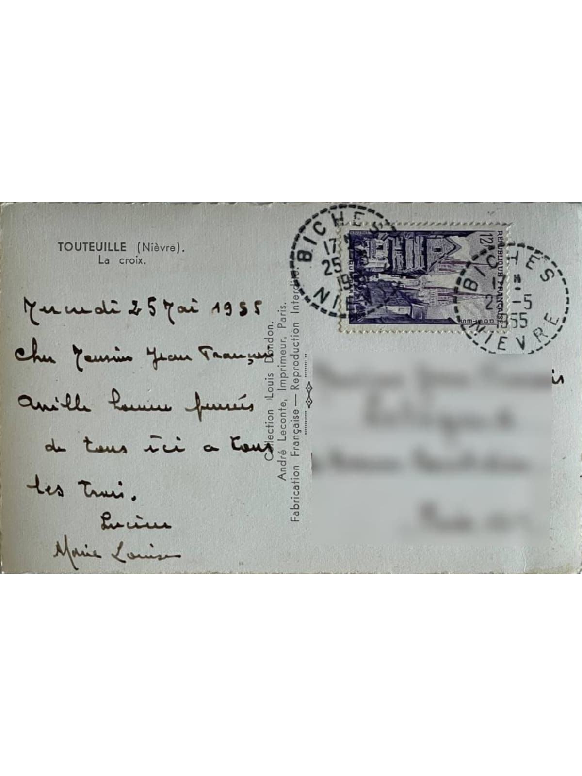 Verso de la carte postale