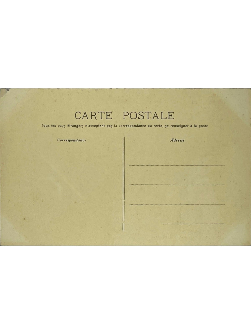 Verso de la carte postale
