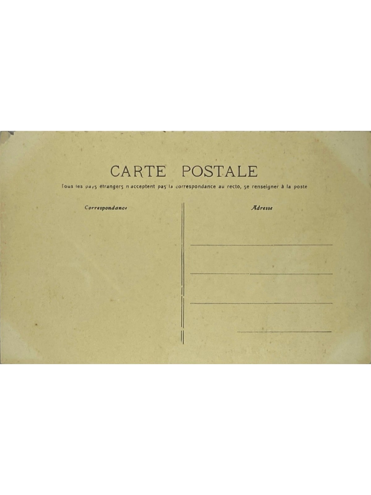 Verso de la carte postale