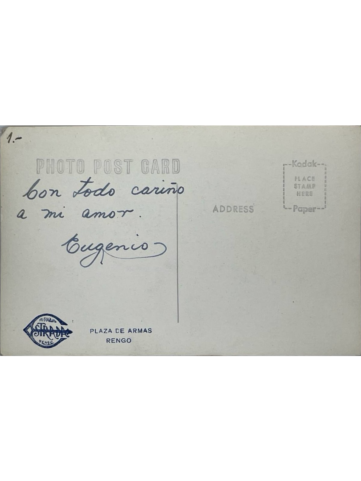 Verso de la carte postale