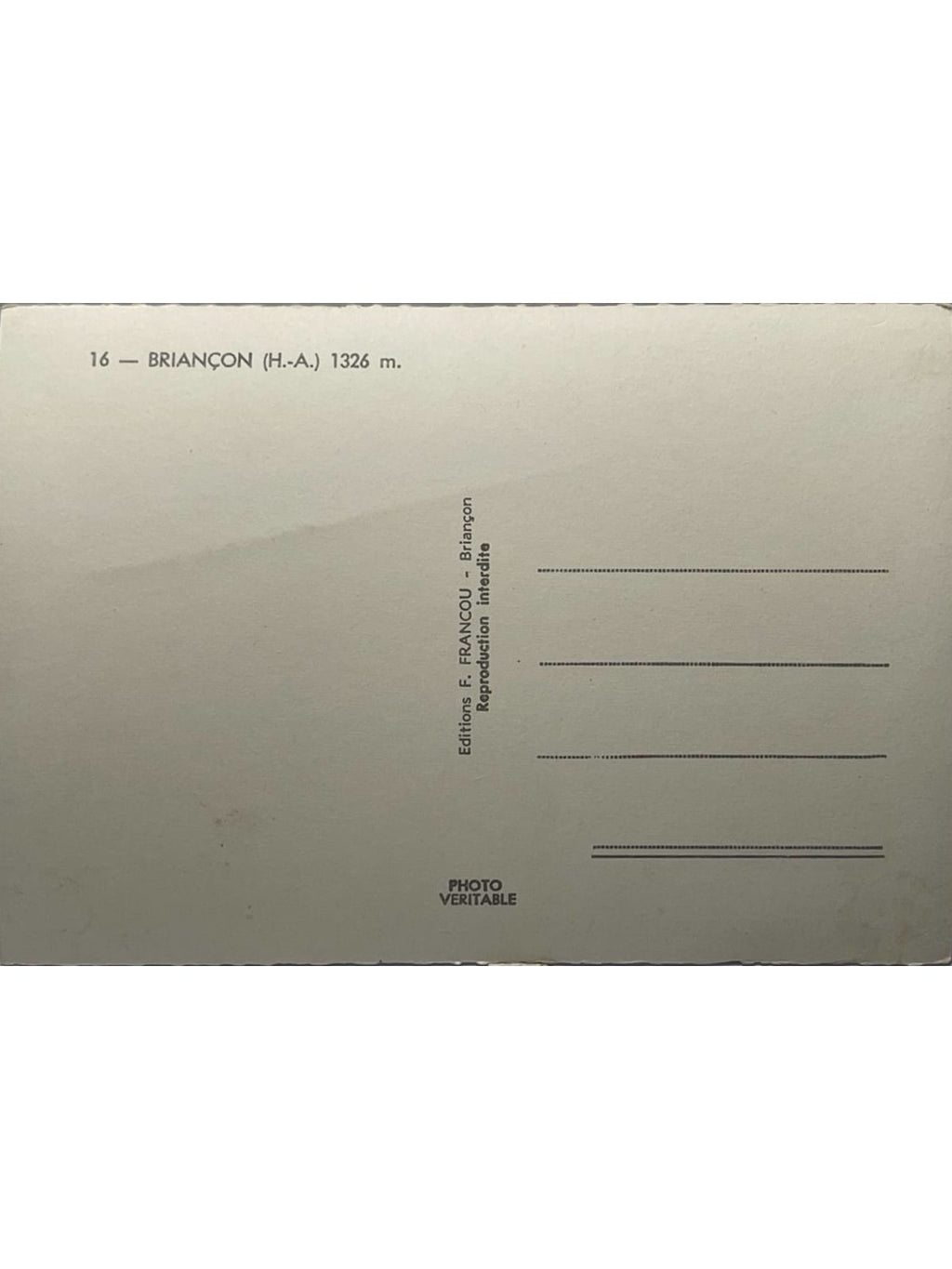Verso de la carte postale