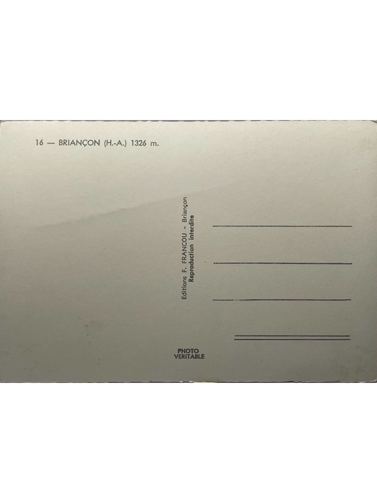 Verso de la carte postale